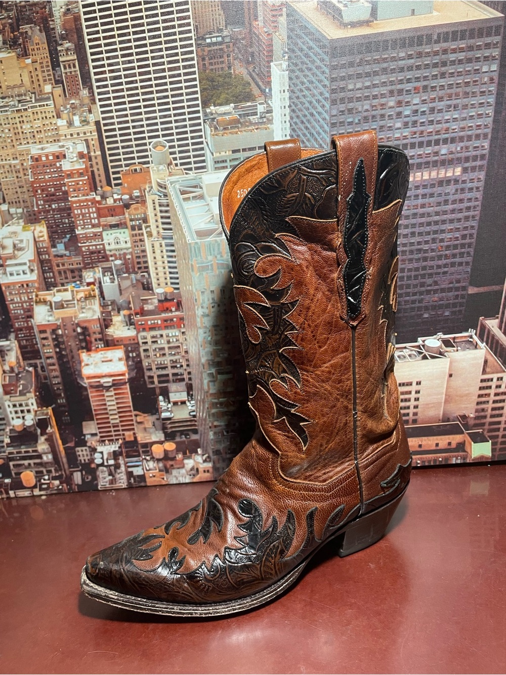 Dan Post Women Leather Western Cowboy Boots Brown/Tan Embroidered 9.5 M